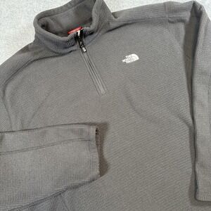 The North Face Pullover Mens 2XL Gray 1/4 Zip Grid Fleece Hiking Long Sleeve